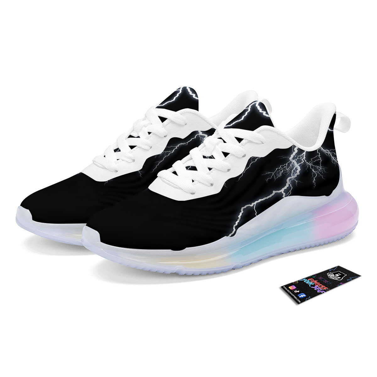 Lightning White Electric Print Running Sneakers-grizzshop