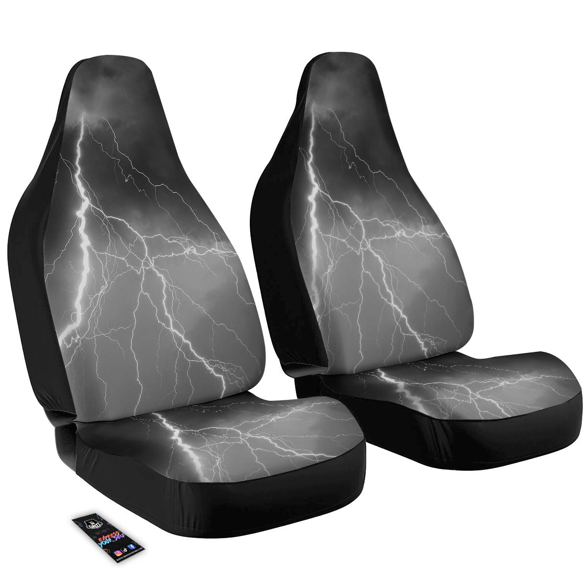 Lightning White Print Car Seat Covers-grizzshop