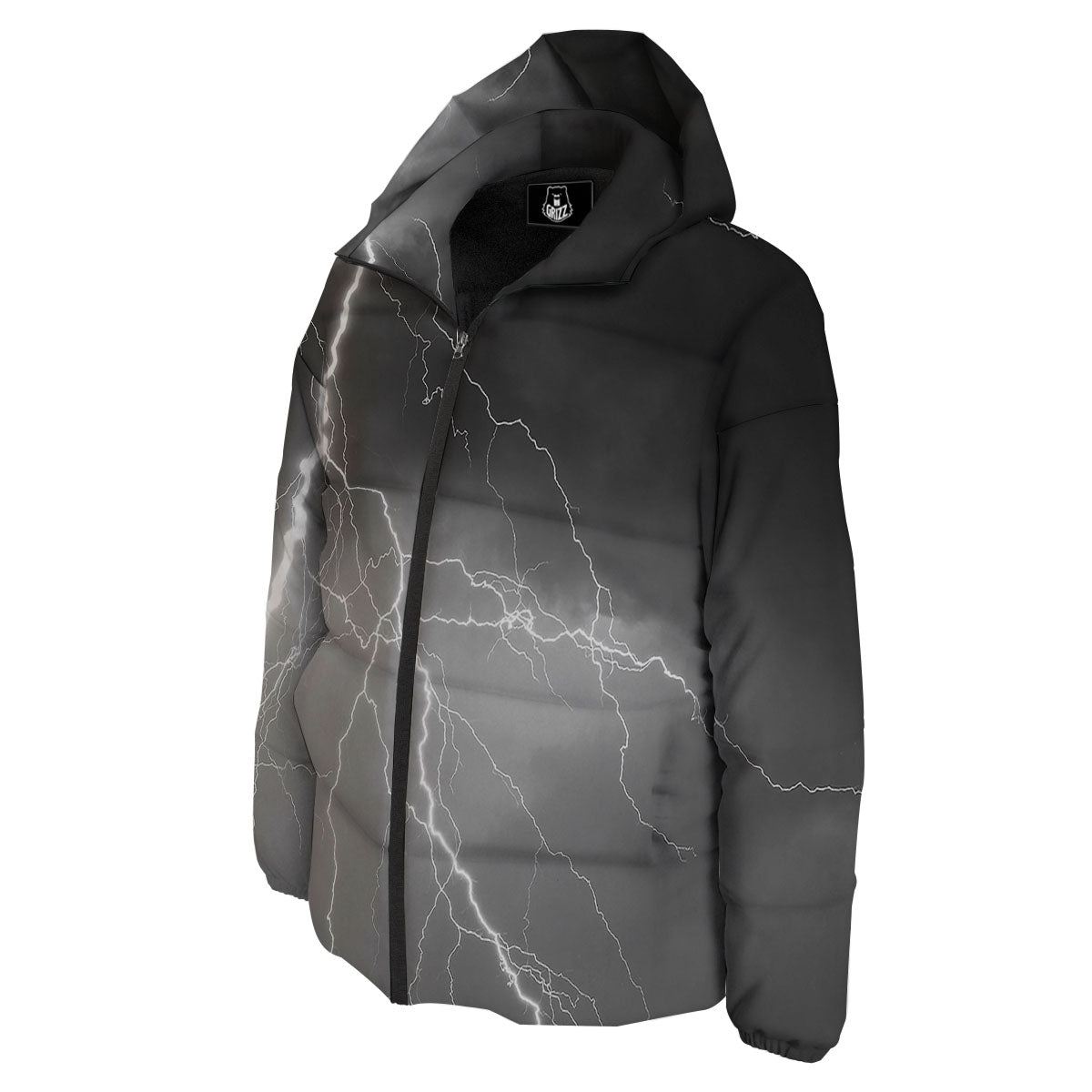 Lightning White Print Down Jacket-grizzshop