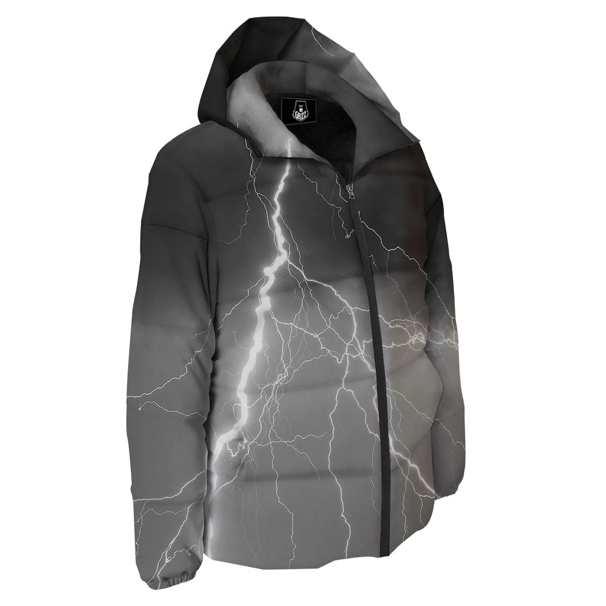 Lightning White Print Down Jacket-grizzshop