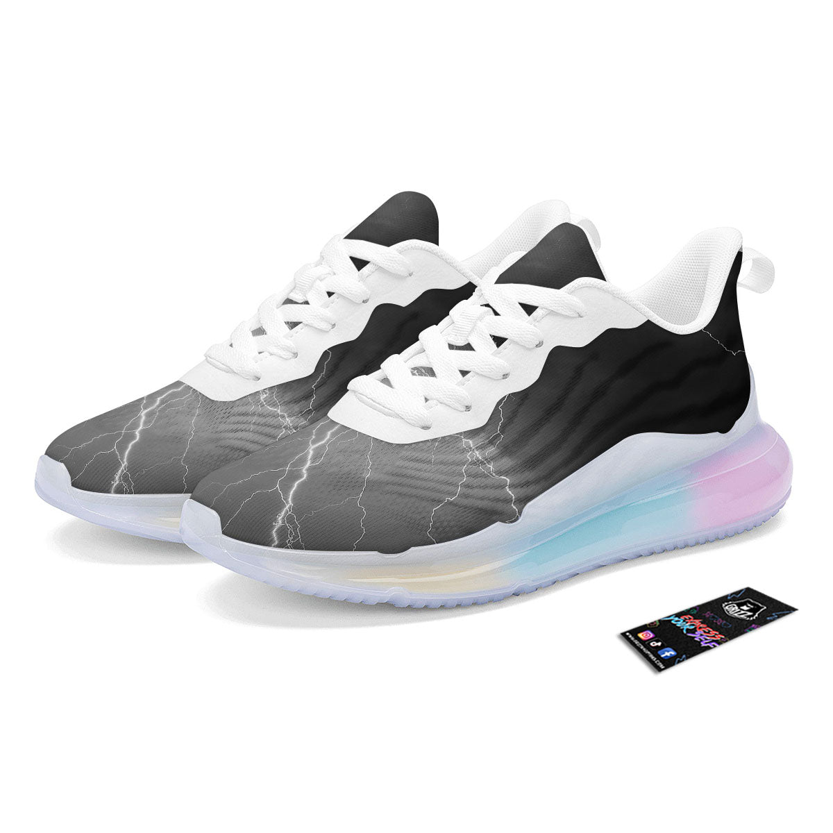 Lightning White Print Running Sneakers-grizzshop