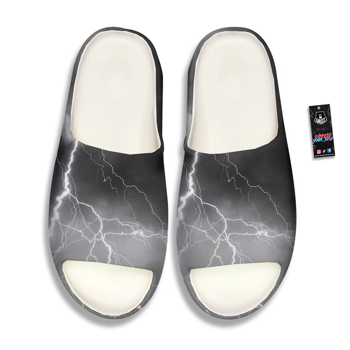 Lightning White Print Sandals-grizzshop
