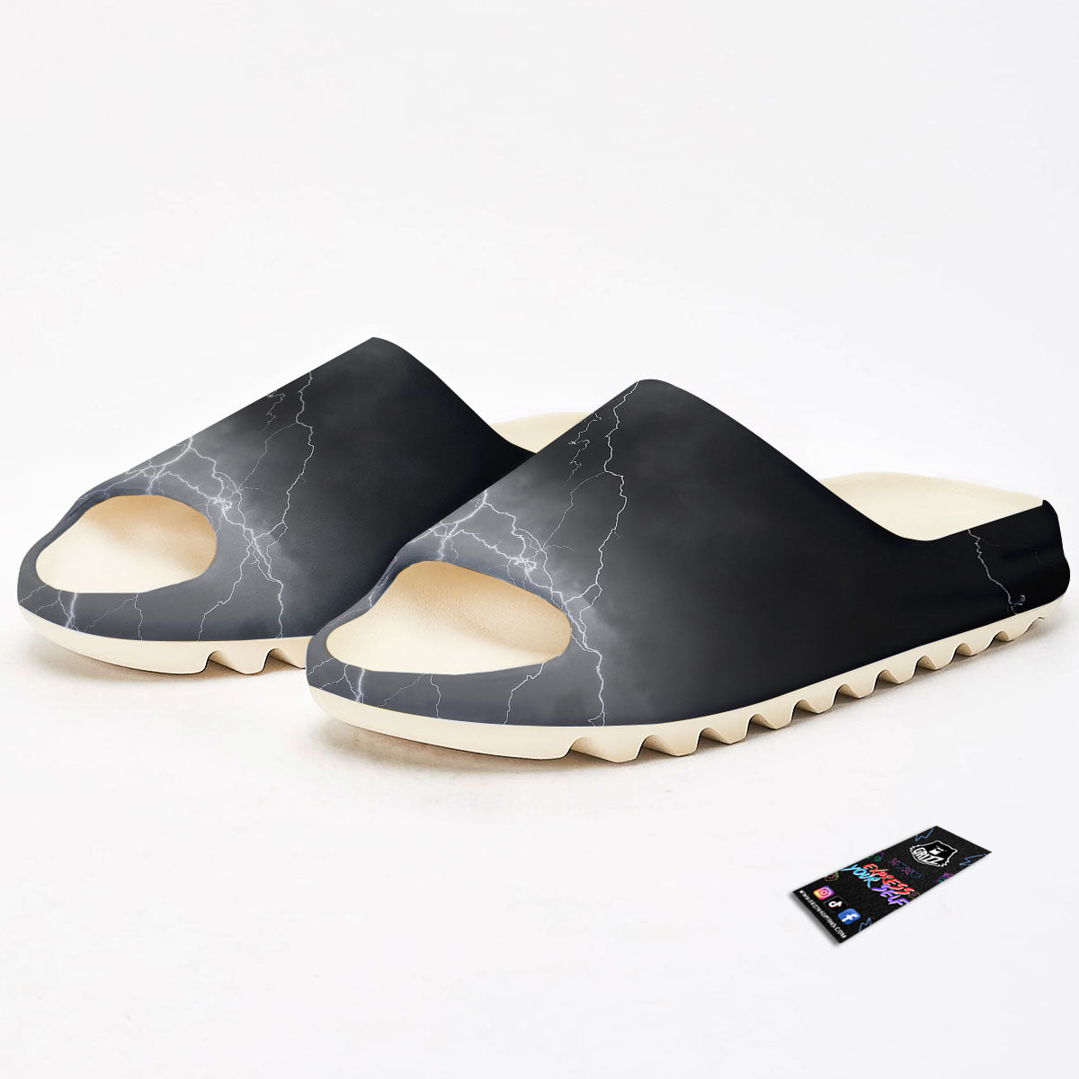 Lightning White Print Sandals-grizzshop