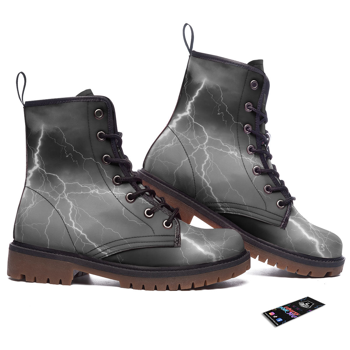 Lightning White Print Work Boots-grizzshop