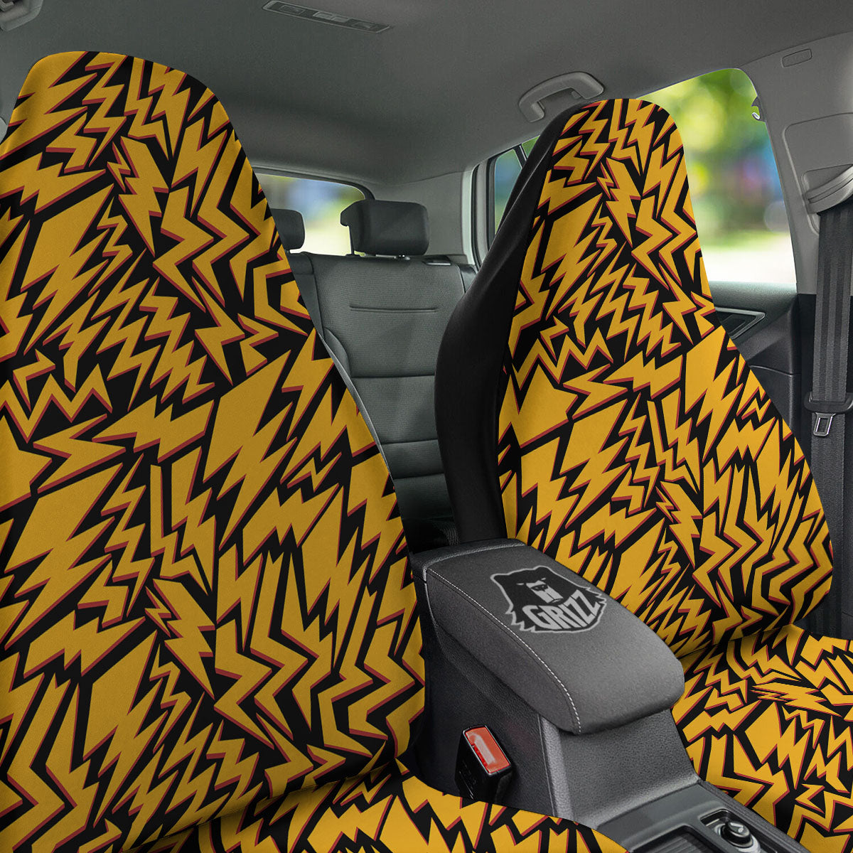 Lightning Yellow And Black Print Pattern Car Seat Covers-grizzshop