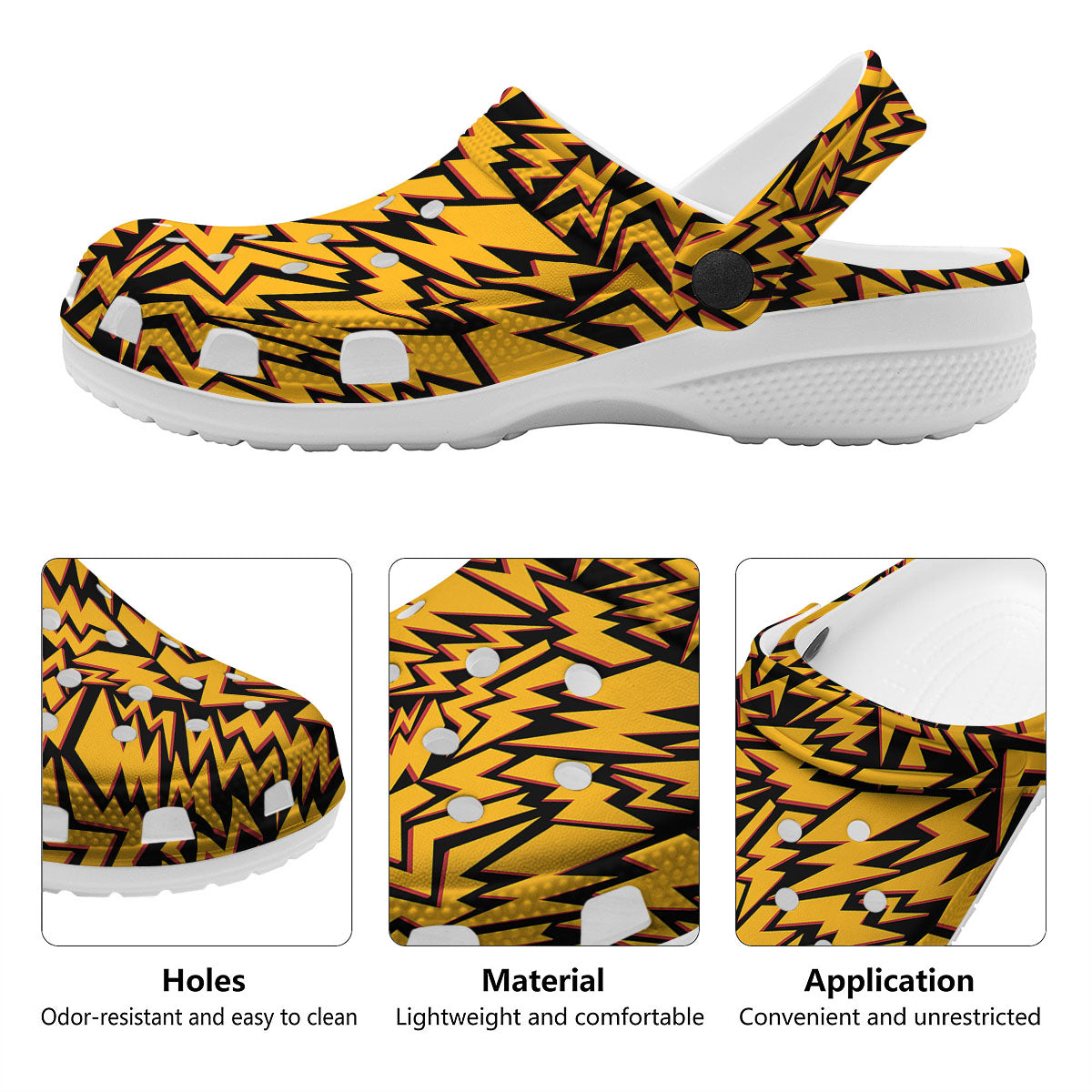 Lightning Yellow And Black Print Pattern Clog-grizzshop