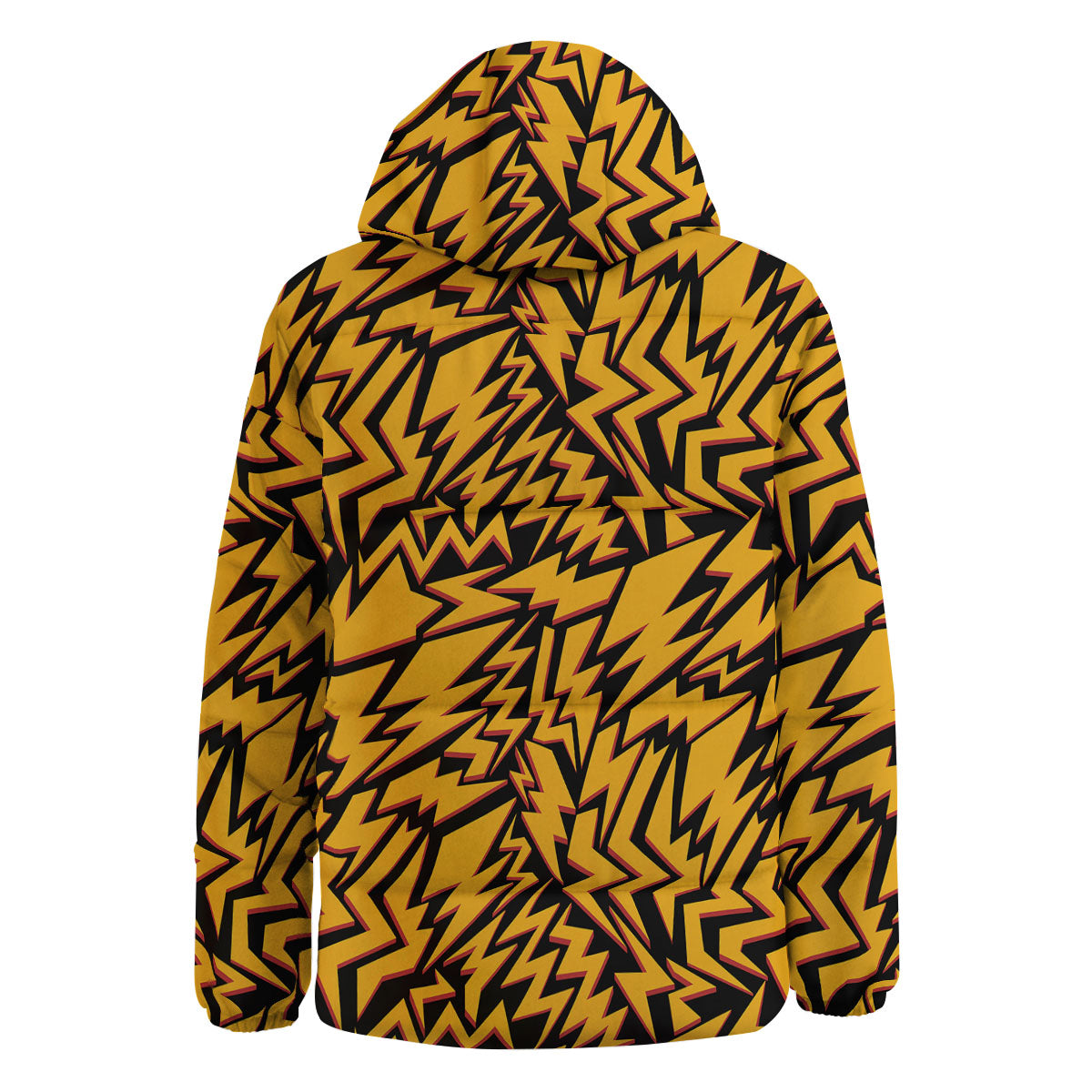Lightning Yellow And Black Print Pattern Down Jacket-grizzshop