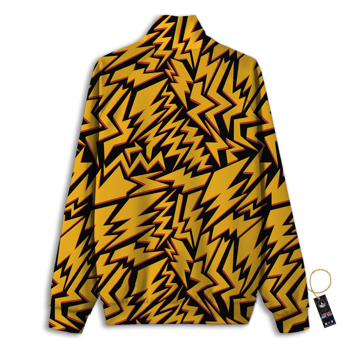 Lightning Yellow And Black Print Pattern Track Jacket-grizzshop