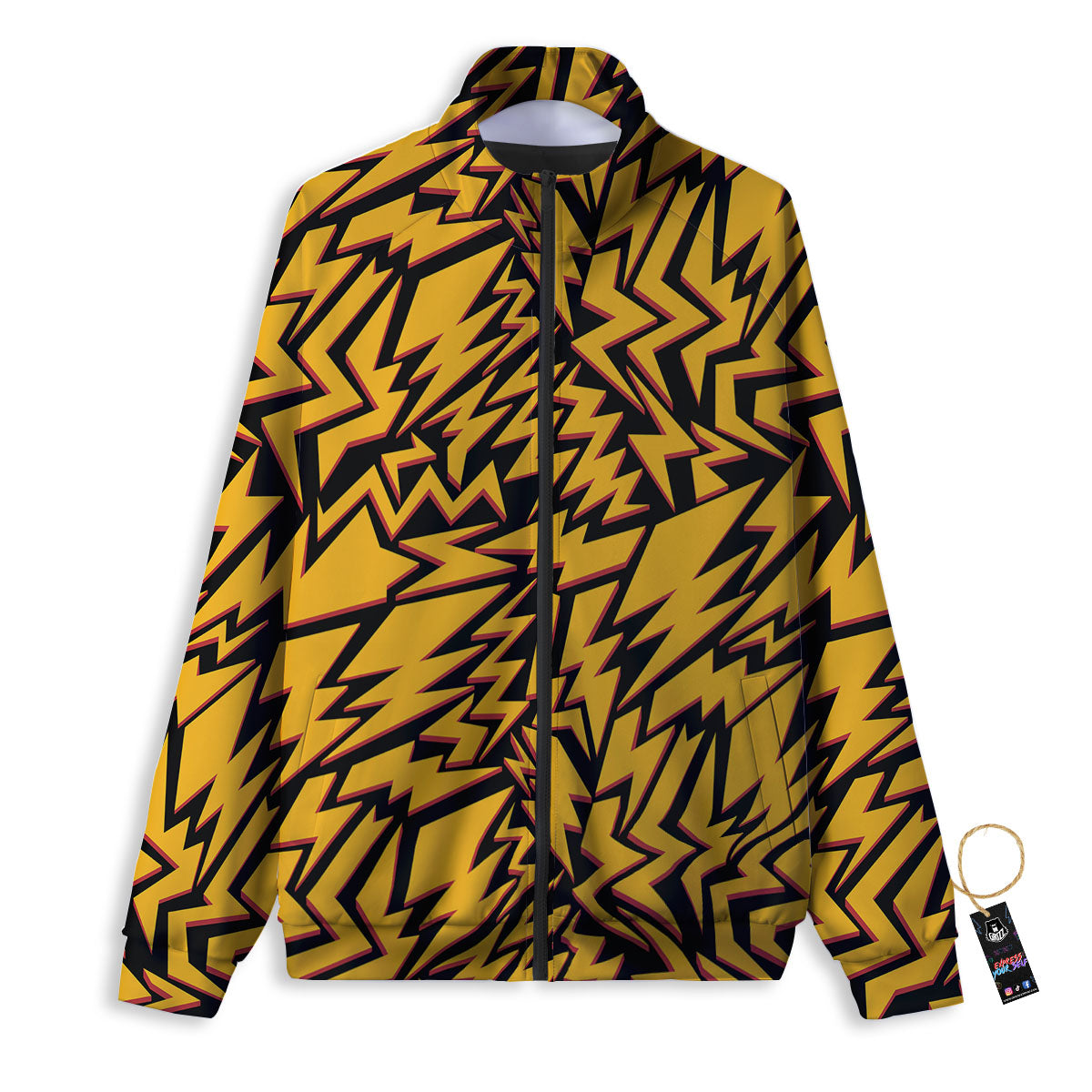 Lightning Yellow And Black Print Pattern Track Jacket-grizzshop