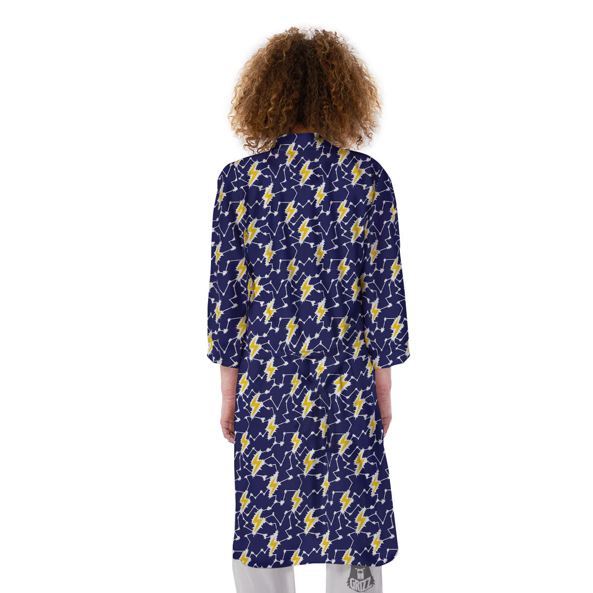 Lightning Yellow And Blue Print Pattern Kimono-grizzshop