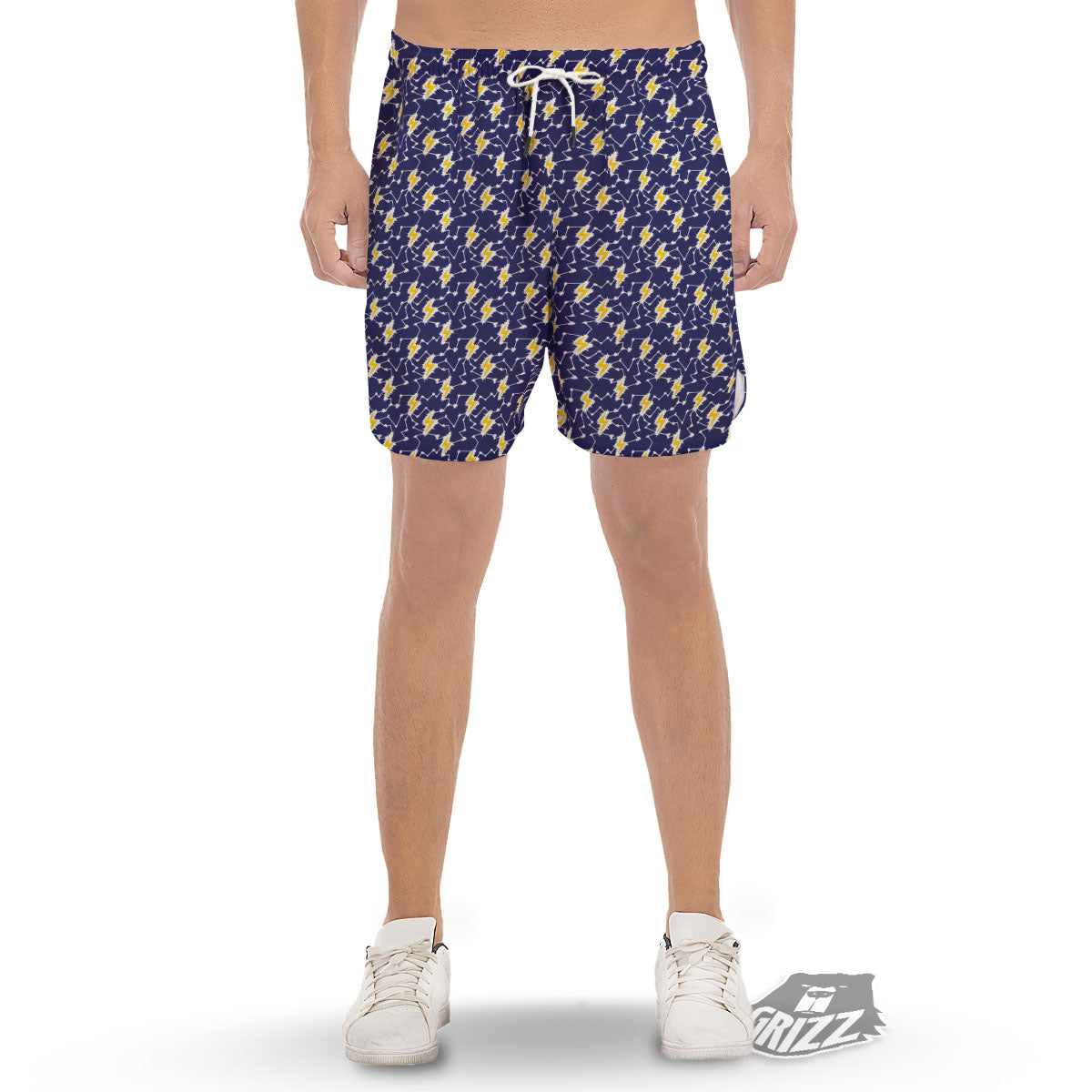 Lightning Yellow And Blue Print Pattern Men's Gym Shorts-grizzshop