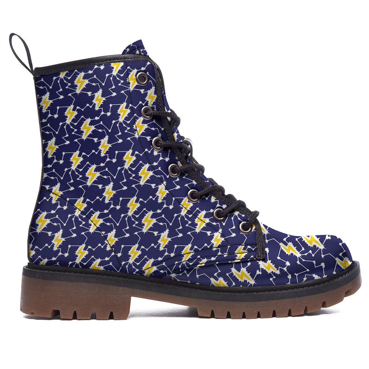 Lightning Yellow And Blue Print Pattern Work Boots-grizzshop