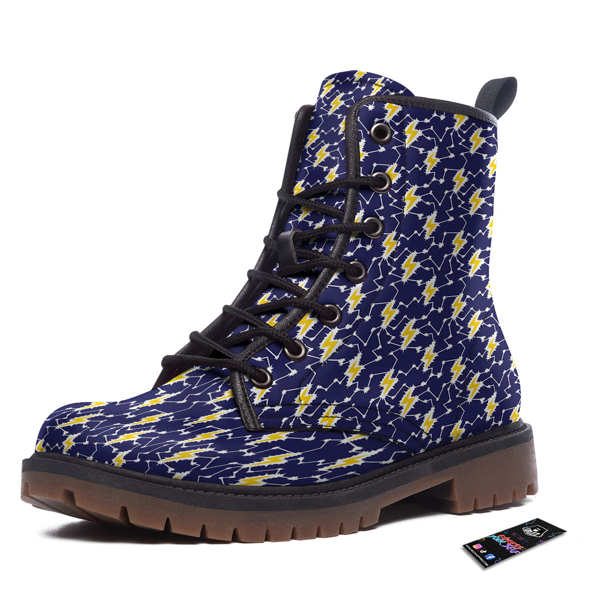 Lightning Yellow And Blue Print Pattern Work Boots-grizzshop