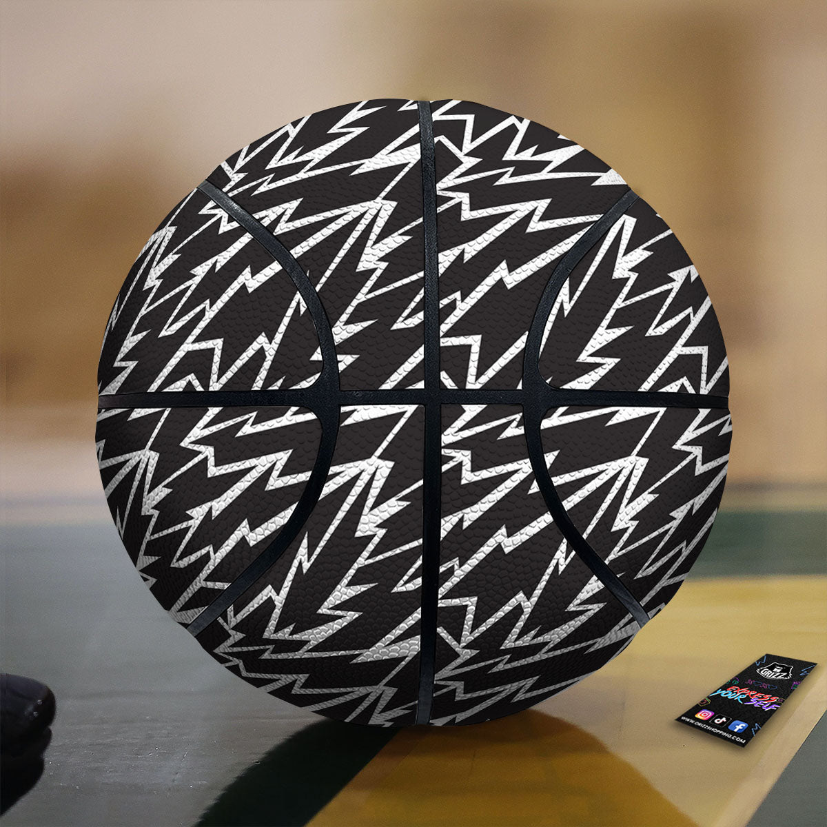 Lightning Black And White Print Pattern Basketball