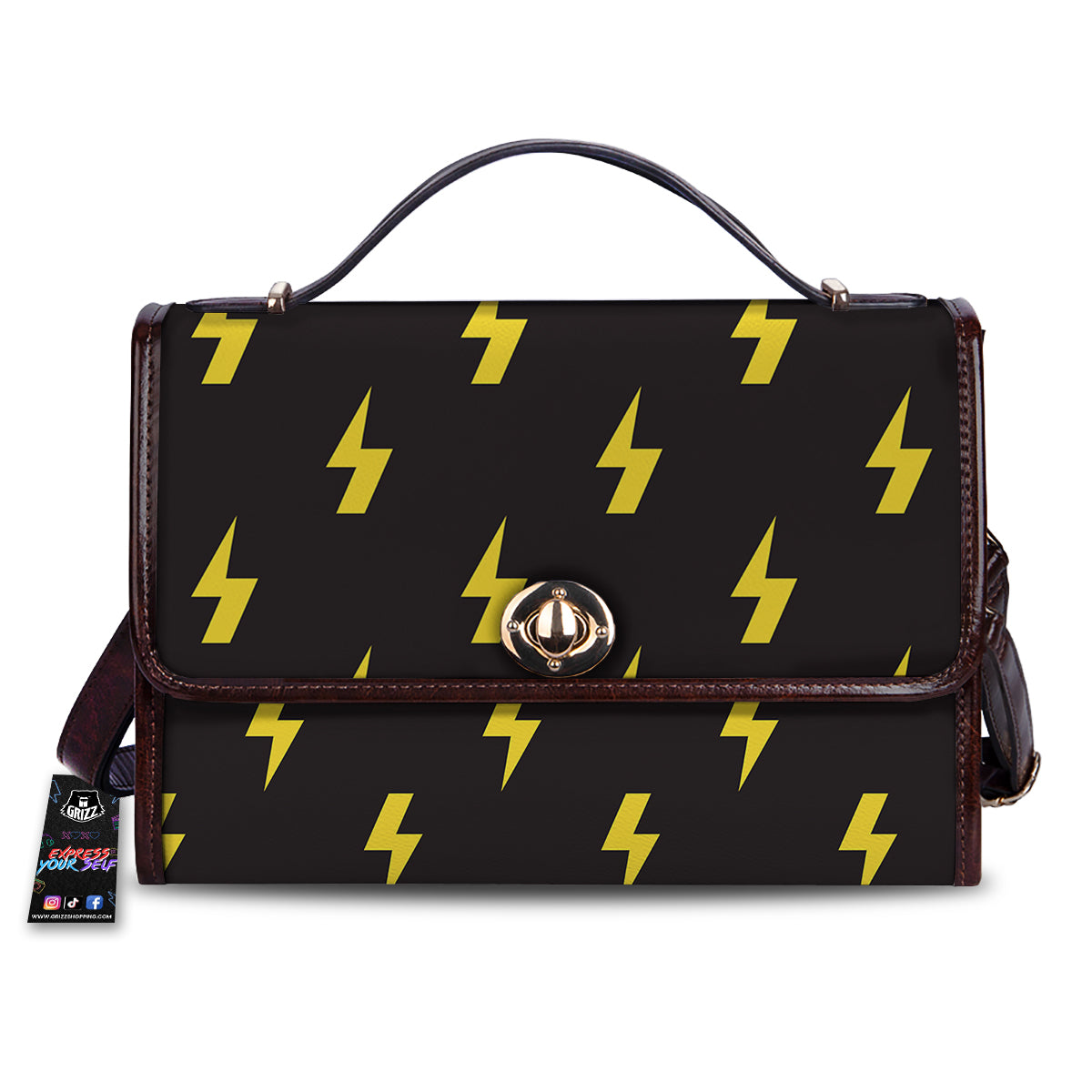 Lightning Bolts Yellow Print Pattern Women's Satchel Bag