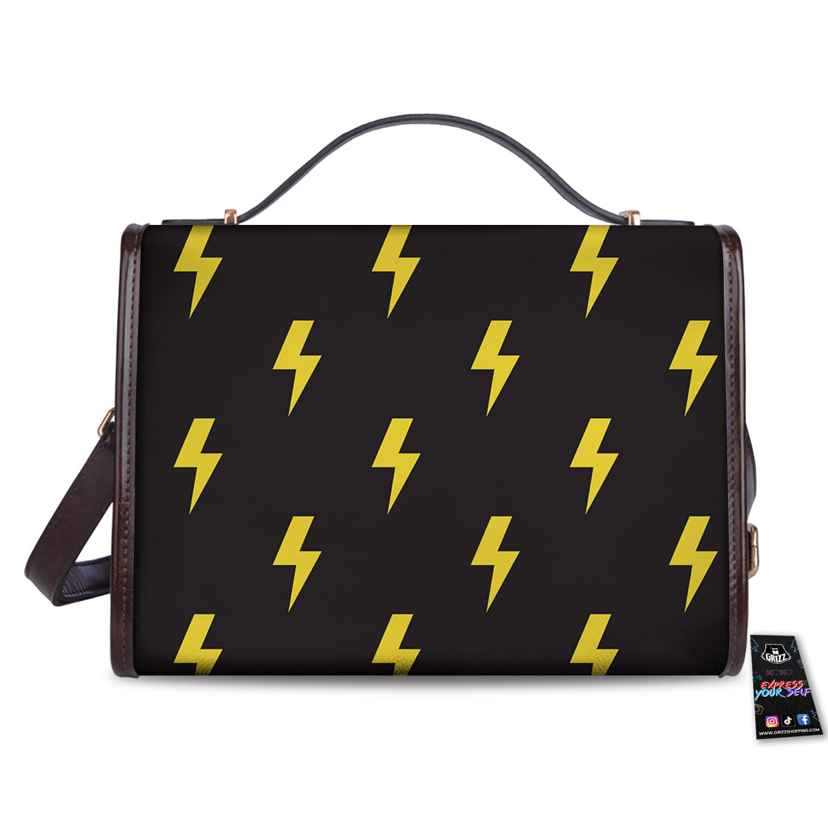 Lightning Bolts Yellow Print Pattern Women's Satchel Bag
