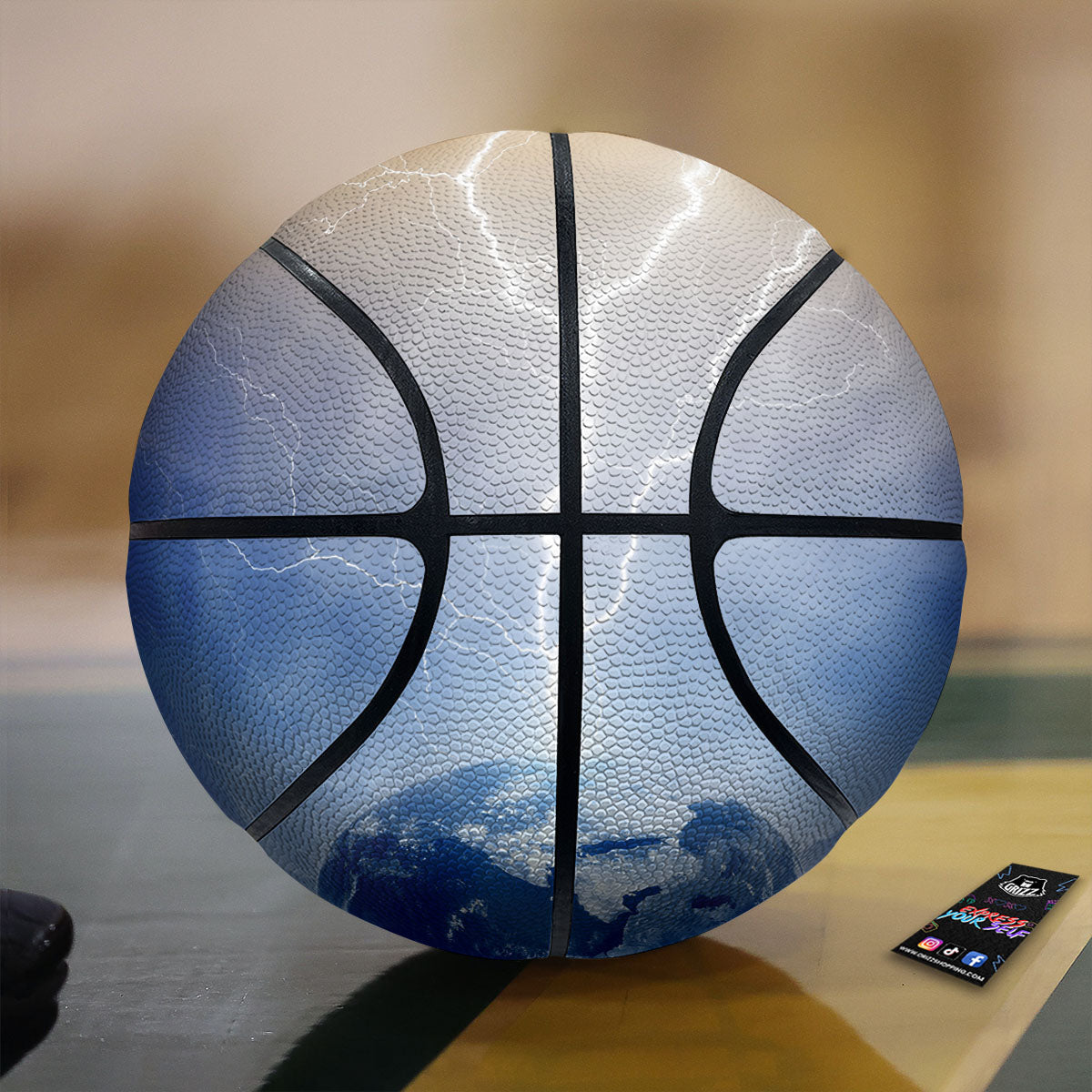 Lightning Destroy Planet Earth Print Basketball
