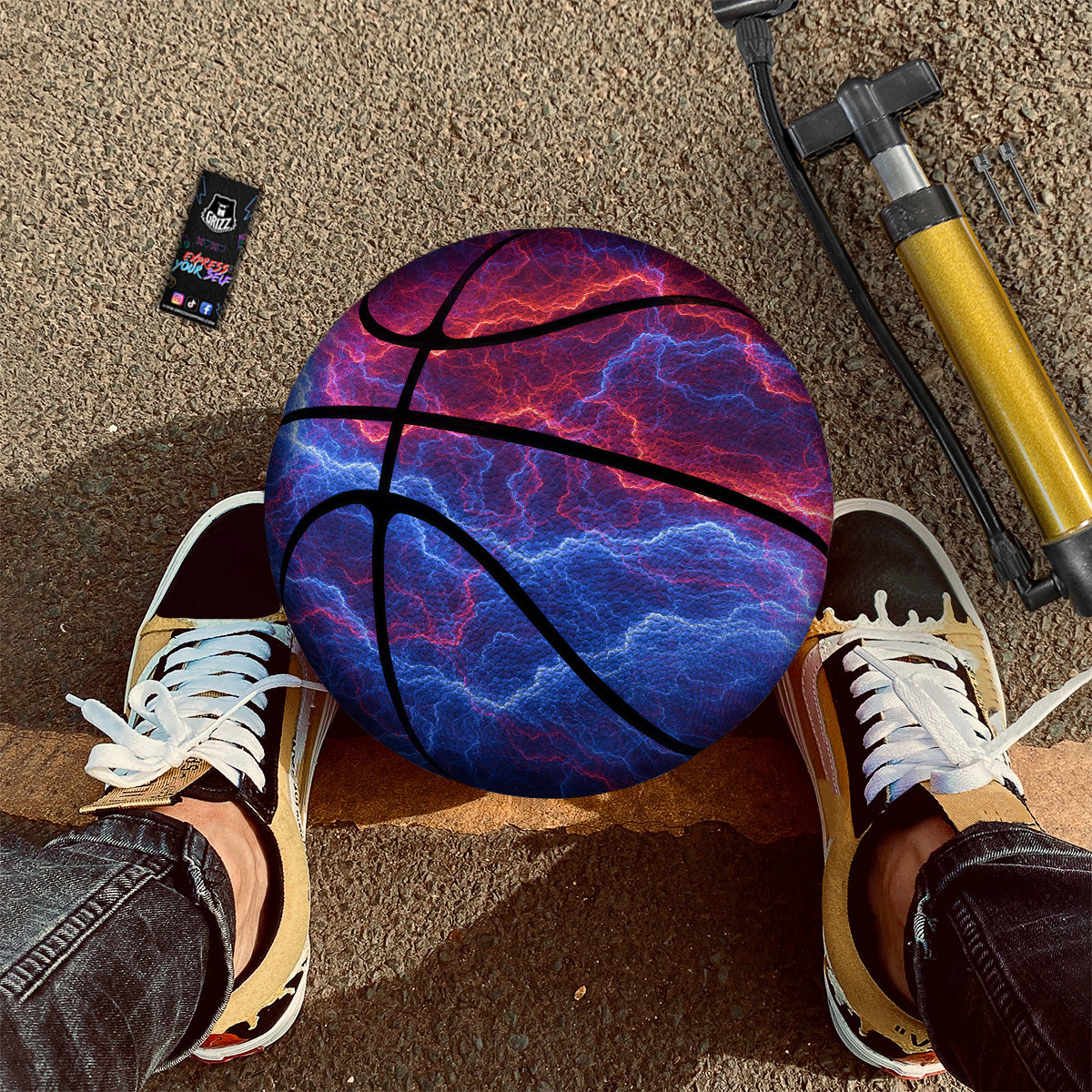 Lightning Red And Blue Print Basketball
