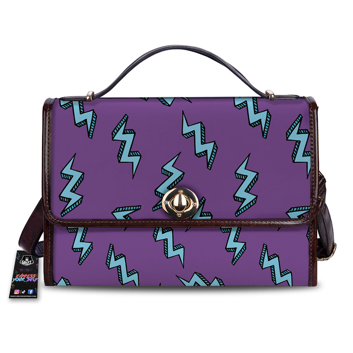 Lightning Teal And Purple Print Pattern Women's Satchel Bag