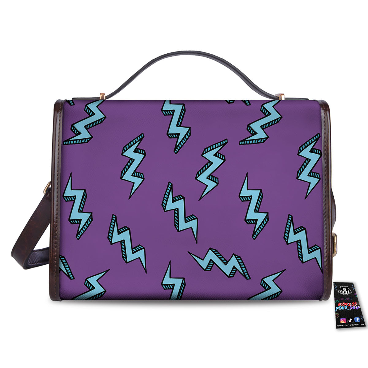 Lightning Teal And Purple Print Pattern Women's Satchel Bag