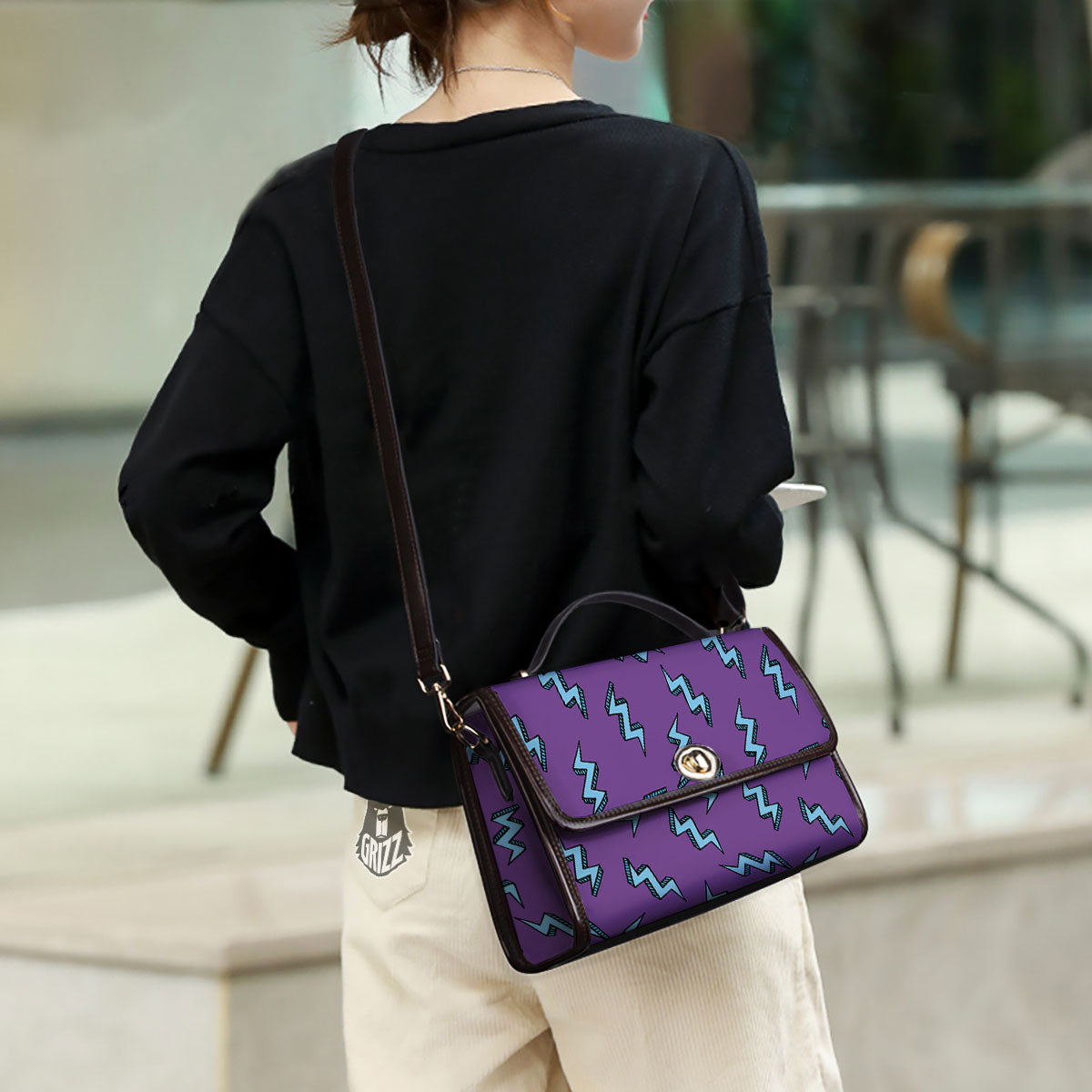 Lightning Teal And Purple Print Pattern Women's Satchel Bag