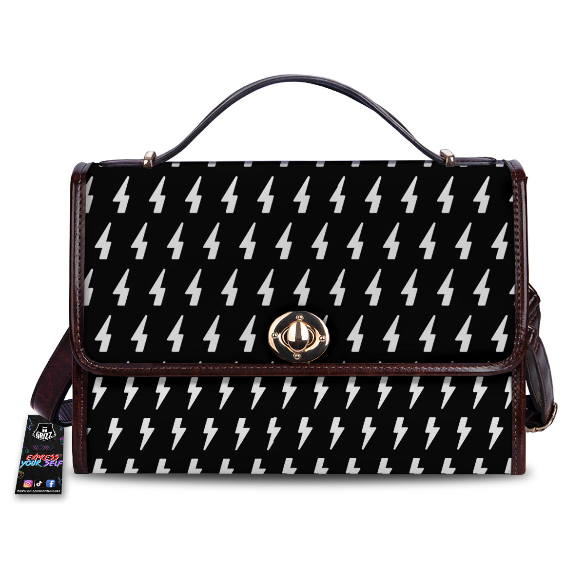 Lightning White And Black Print Pattern Women's Satchel Bag