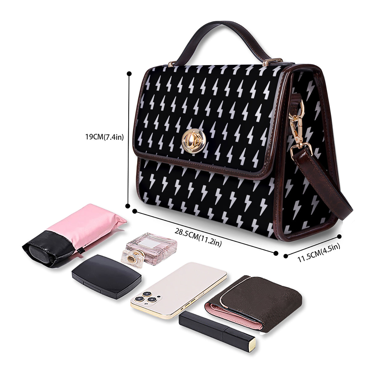 Lightning White And Black Print Pattern Women's Satchel Bag