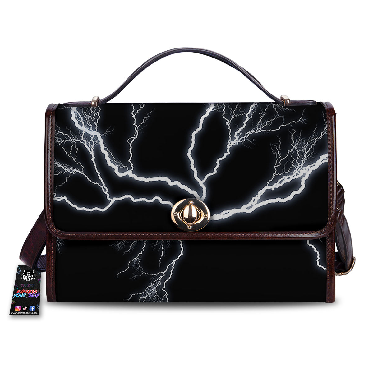 Lightning White Electric Print Women's Satchel Bag