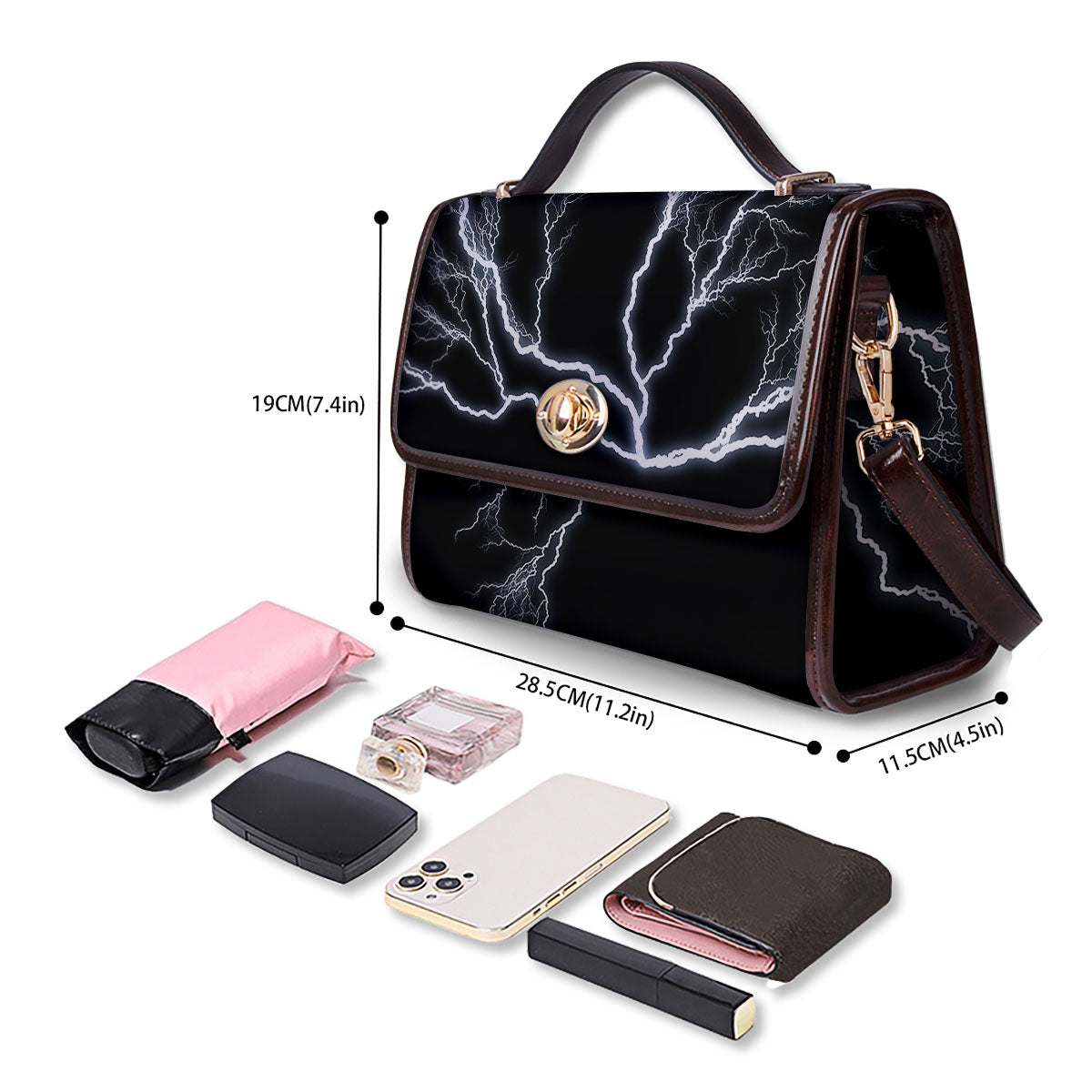 Lightning White Electric Print Women's Satchel Bag