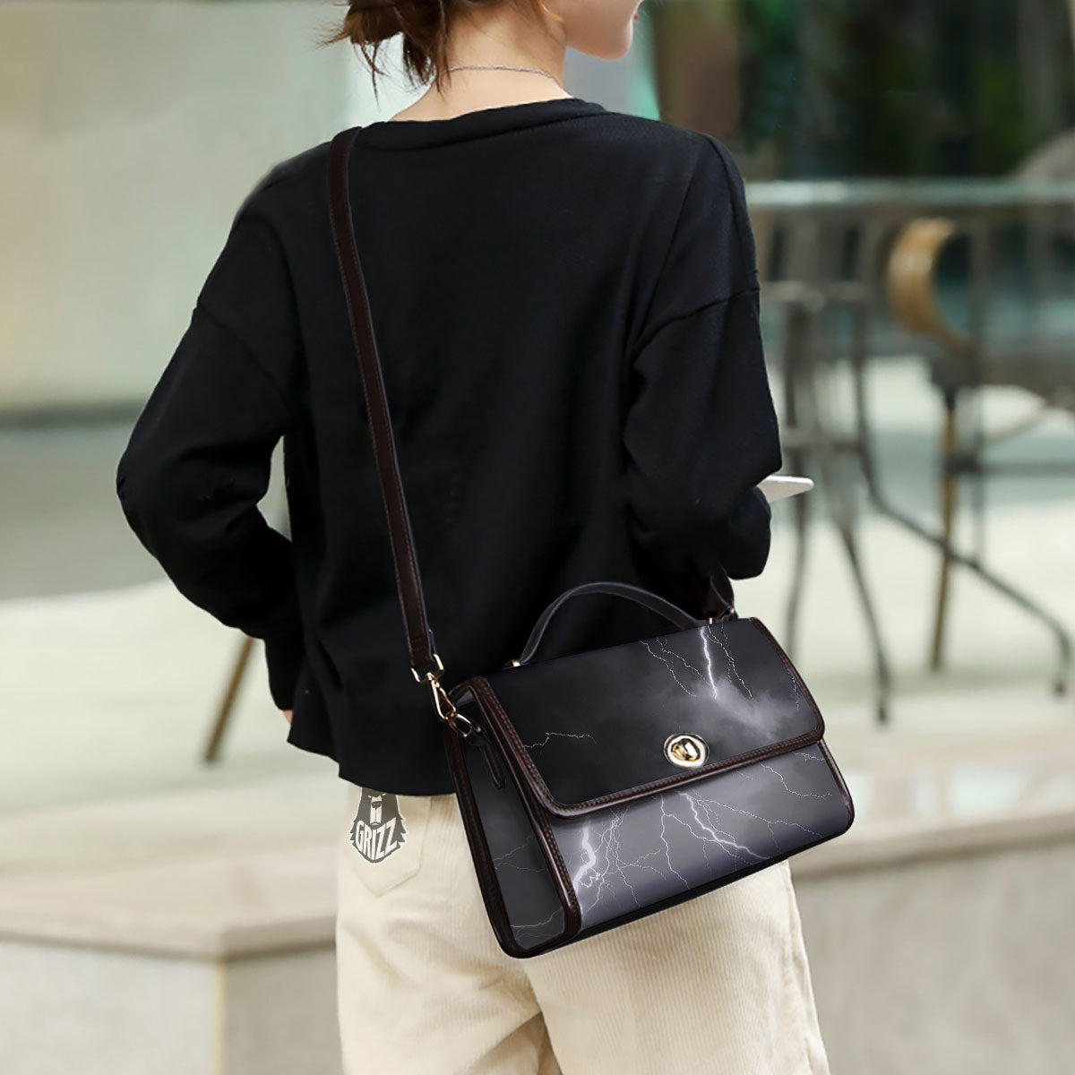 Lightning White Print Women's Satchel Bag