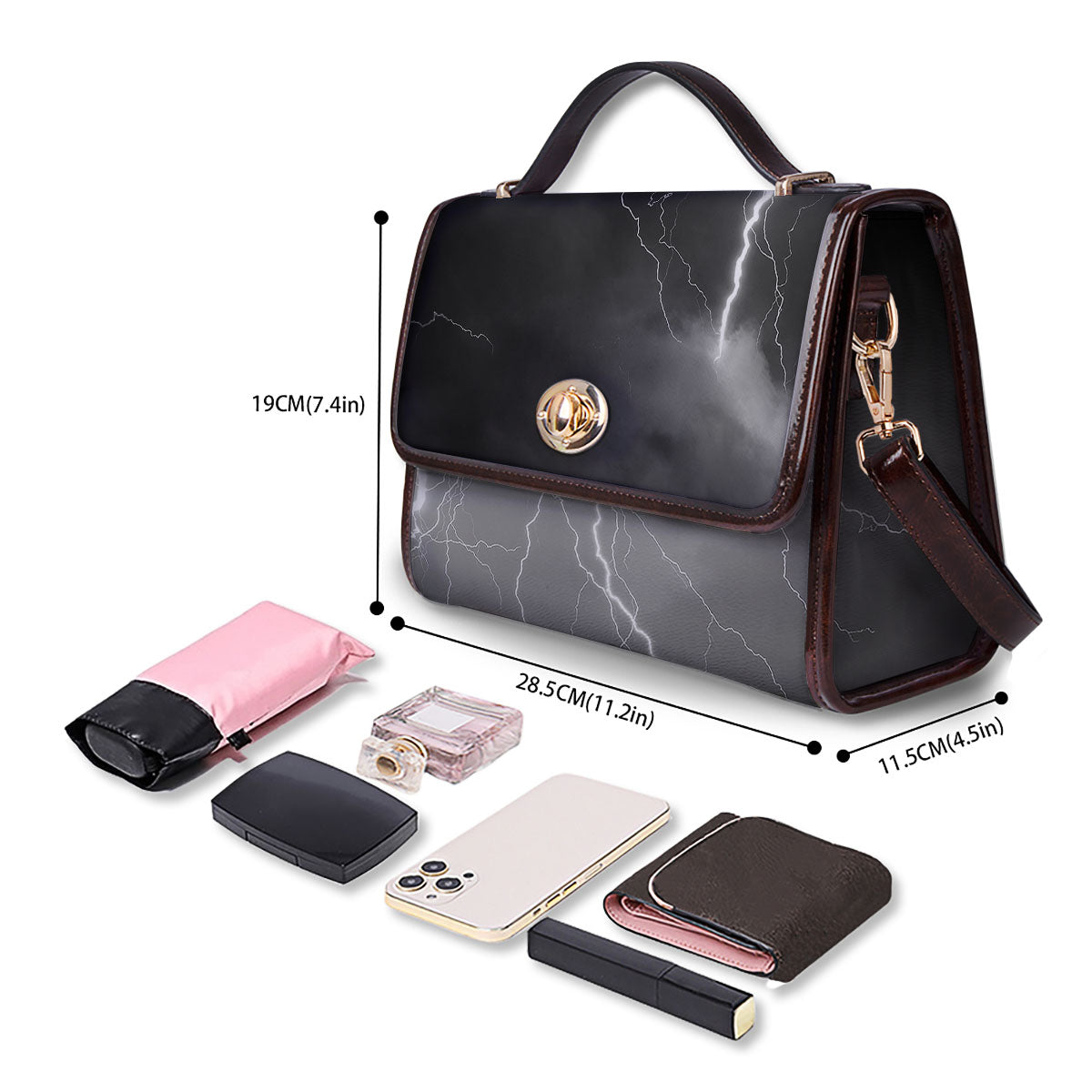 Lightning White Print Women's Satchel Bag