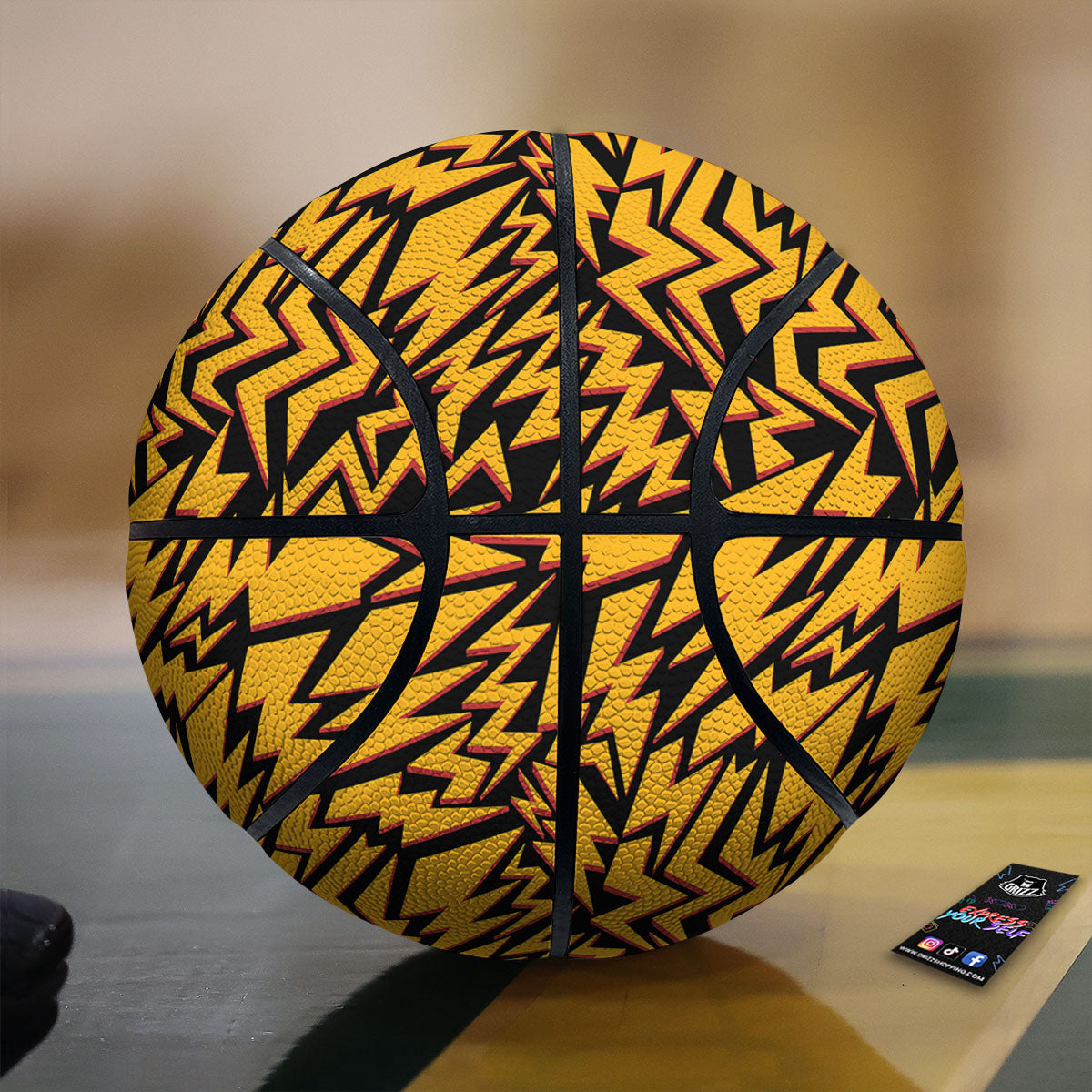 Lightning Yellow And Black Print Pattern Basketball