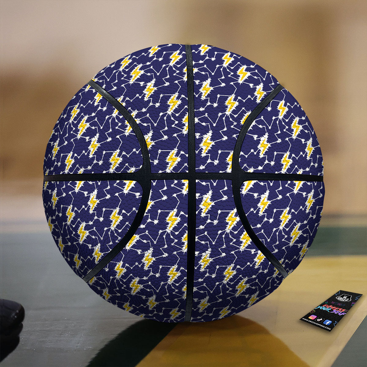 Lightning Yellow And Blue Print Pattern Basketball