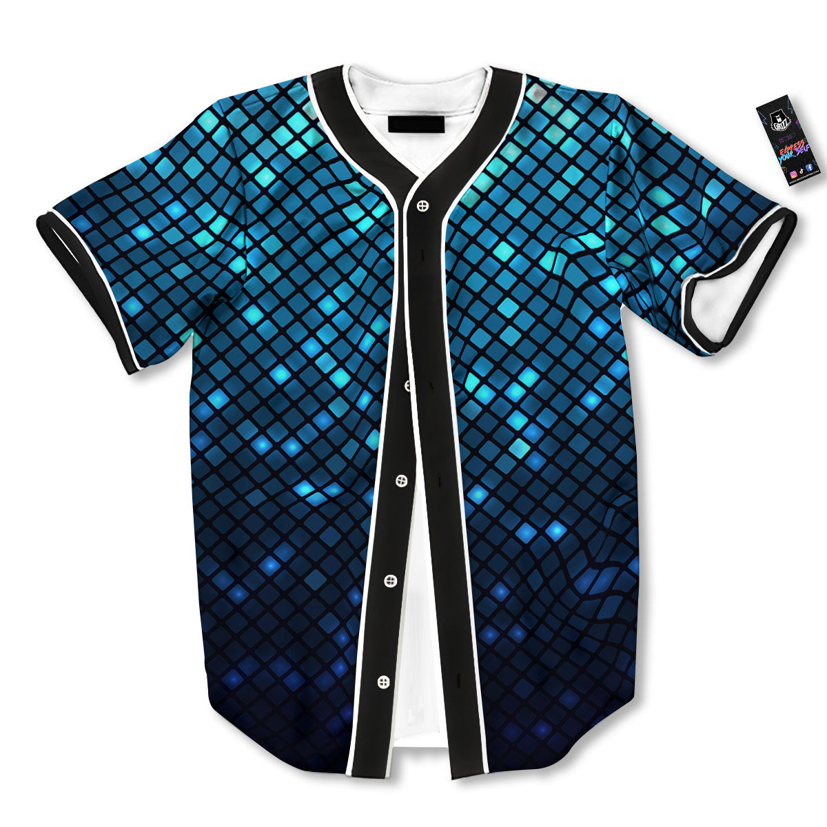 Lights Blue Disco Print Pattern Baseball Jersey-grizzshop