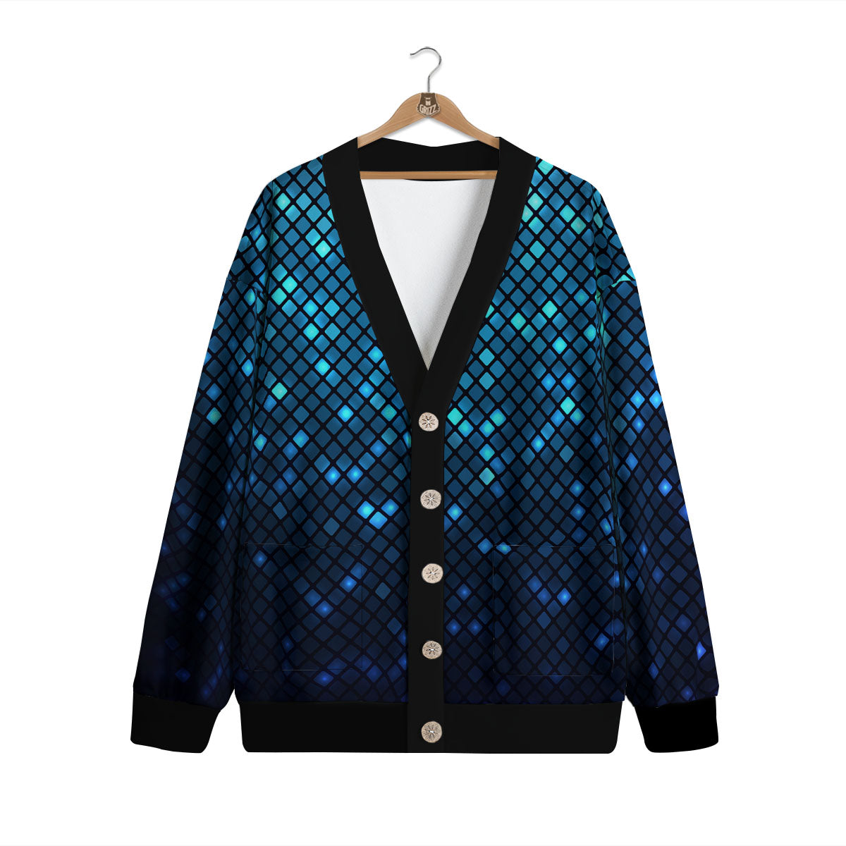 Lights Blue Disco Print Pattern Cardigan-grizzshop