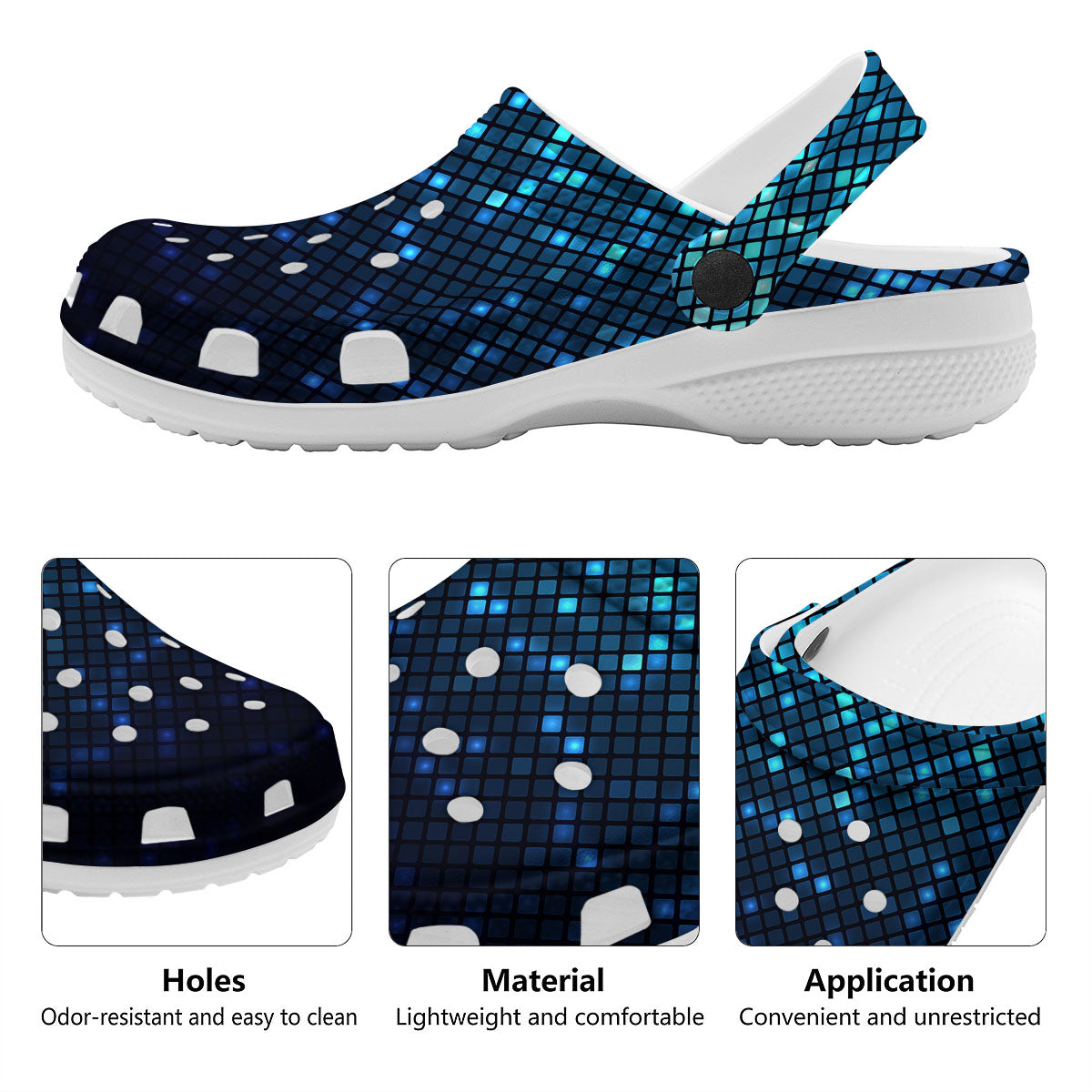 Lights Blue Disco Print Pattern Clog-grizzshop