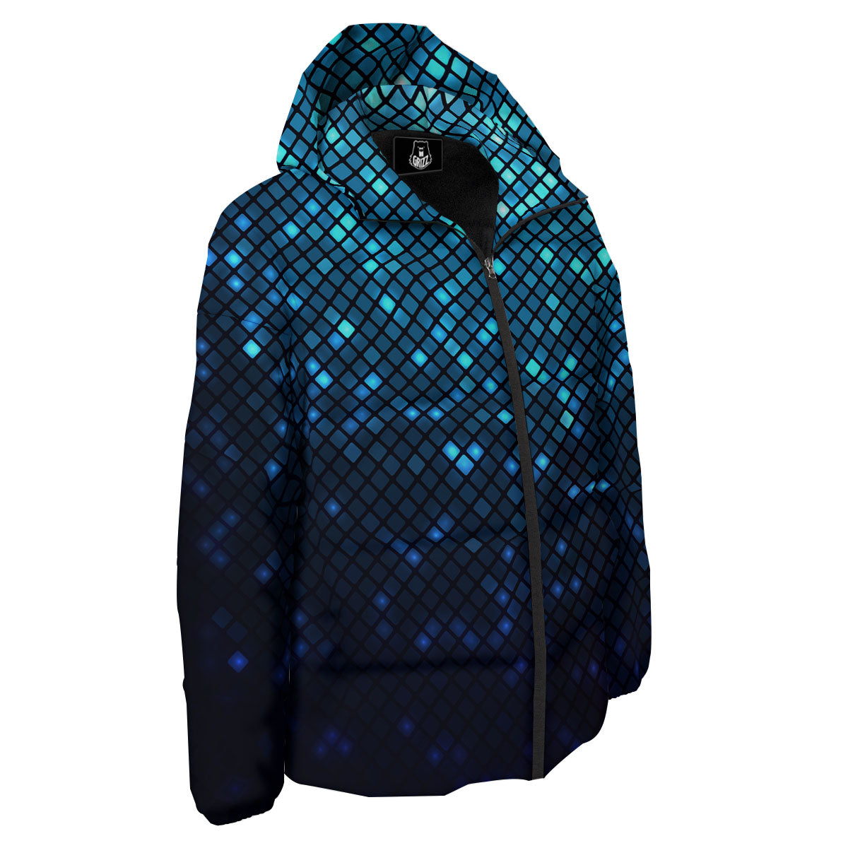 Lights Blue Disco Print Pattern Down Jacket-grizzshop