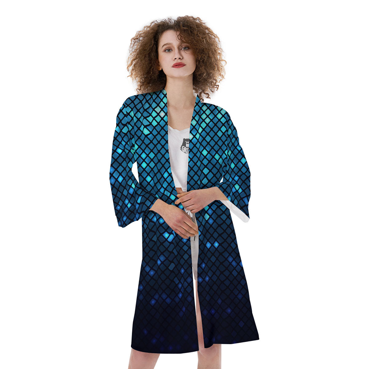 Lights Blue Disco Print Pattern Kimono-grizzshop