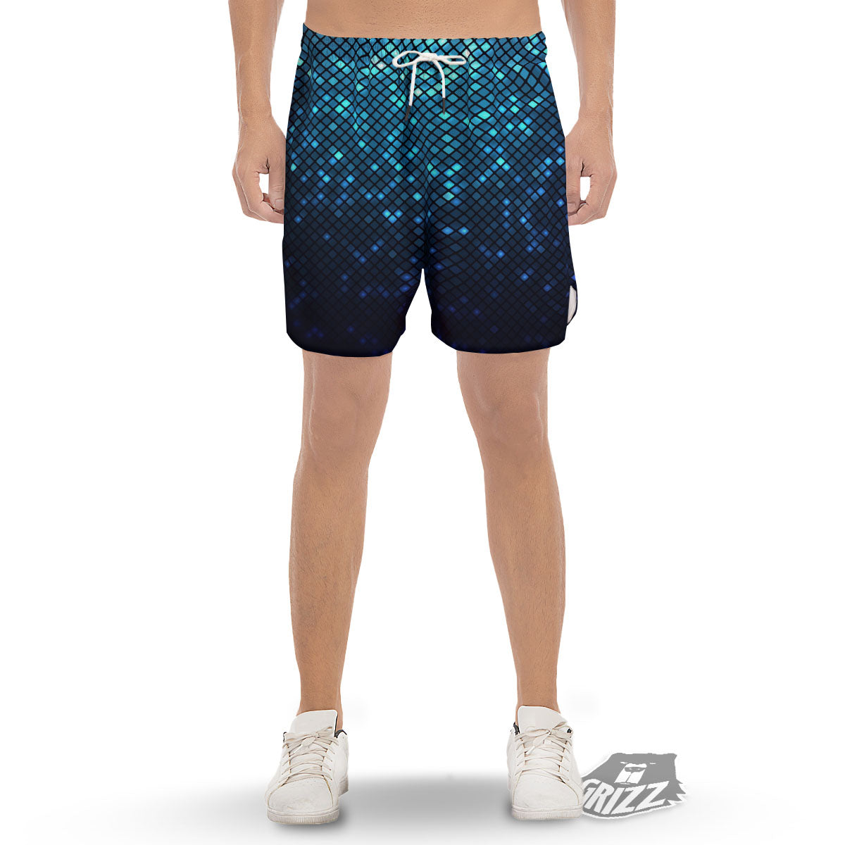 Lights Blue Disco Print Pattern Men's Gym Shorts-grizzshop