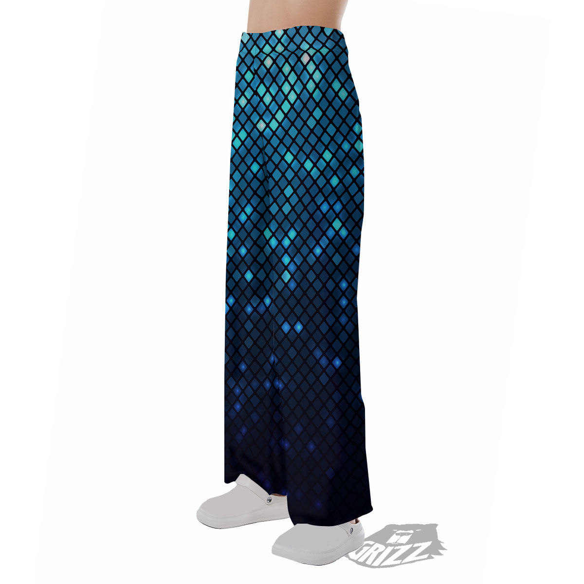 Lights Blue Disco Print Pattern Pajama Pants-grizzshop