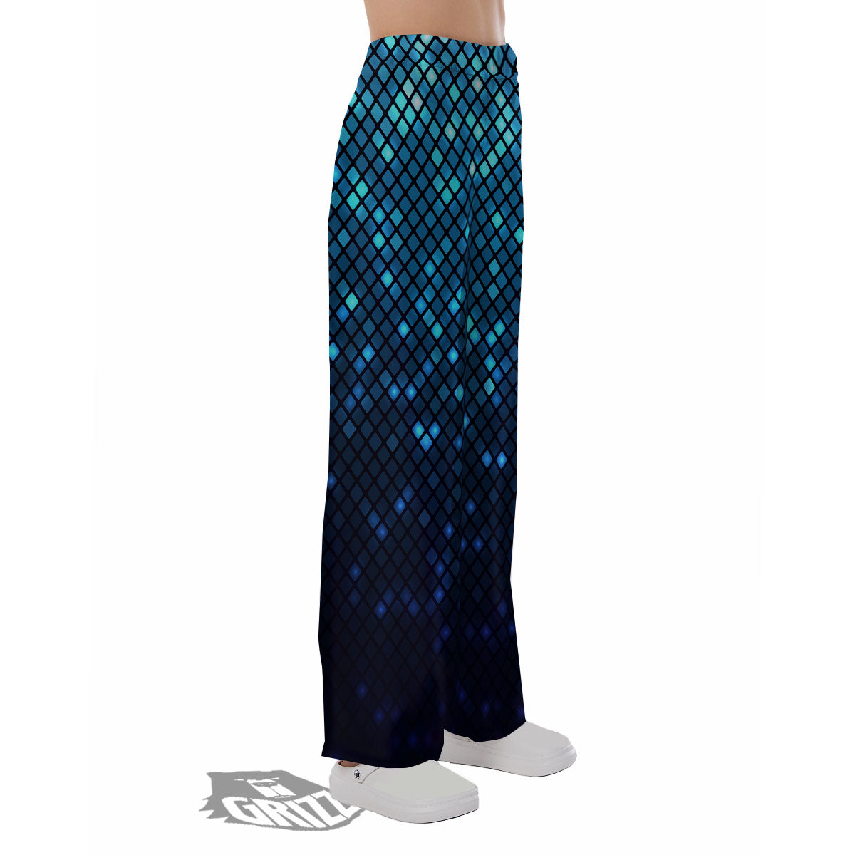 Lights Blue Disco Print Pattern Pajama Pants-grizzshop