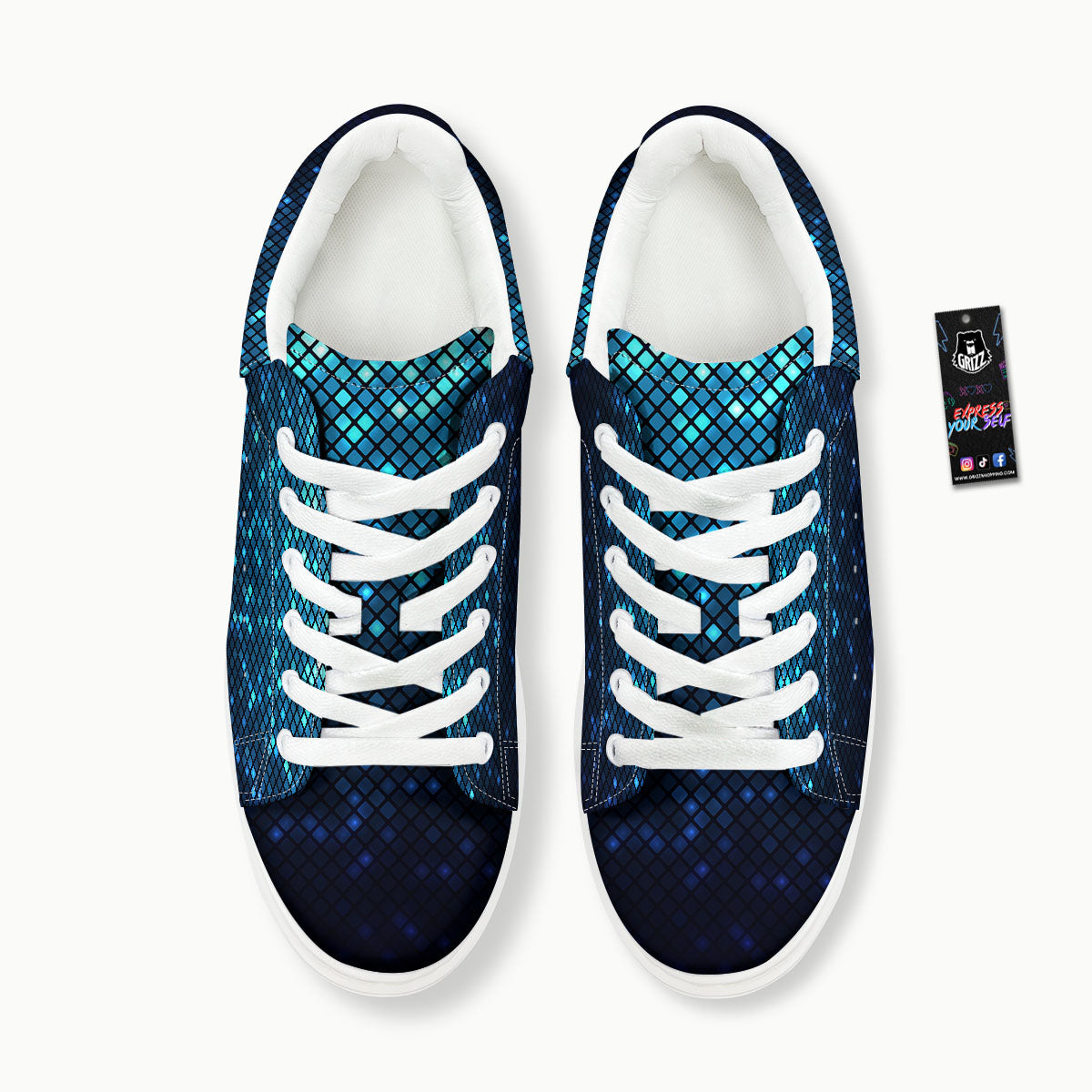 Lights Blue Disco Print Pattern Platform Shoes-grizzshop