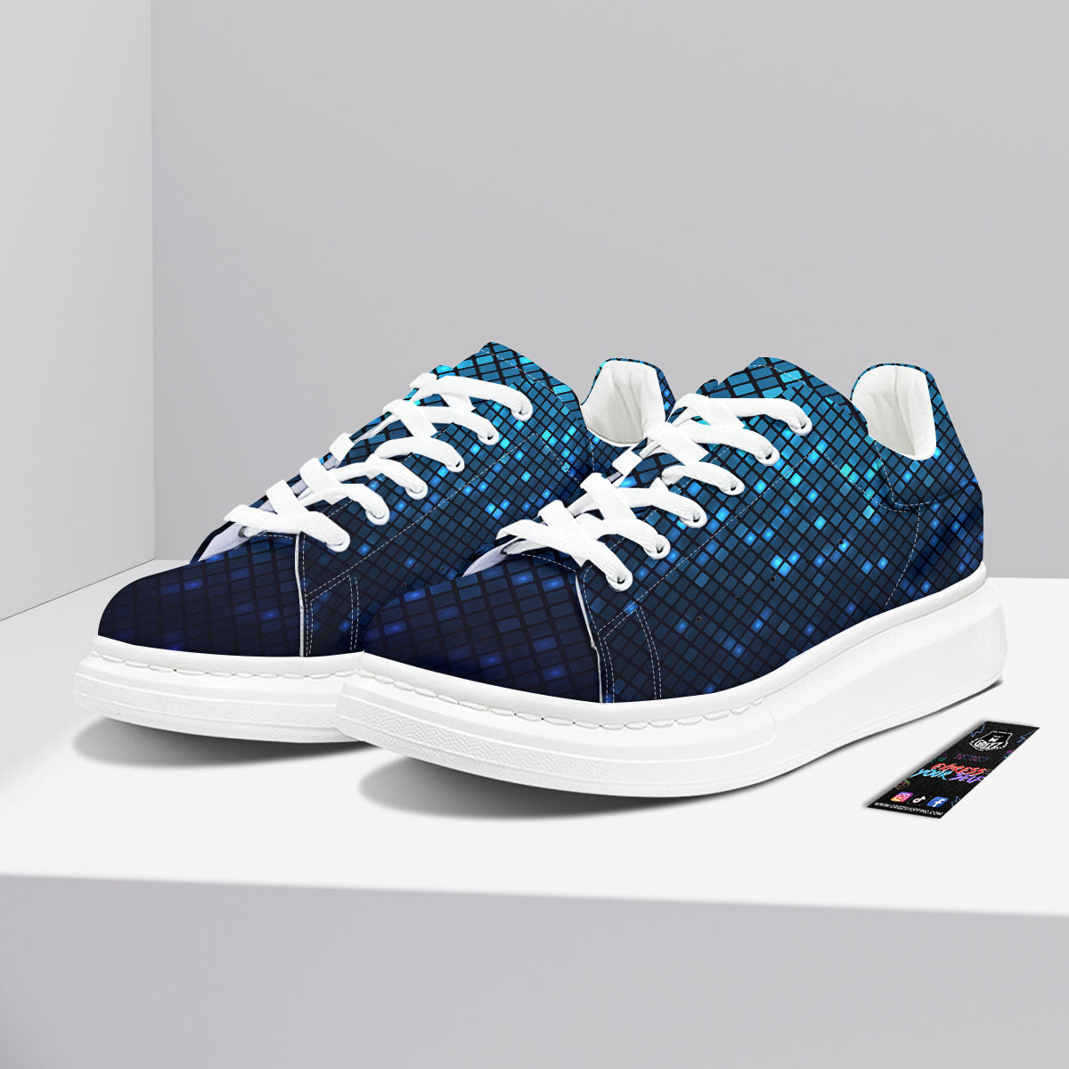 Lights Blue Disco Print Pattern Platform Shoes-grizzshop