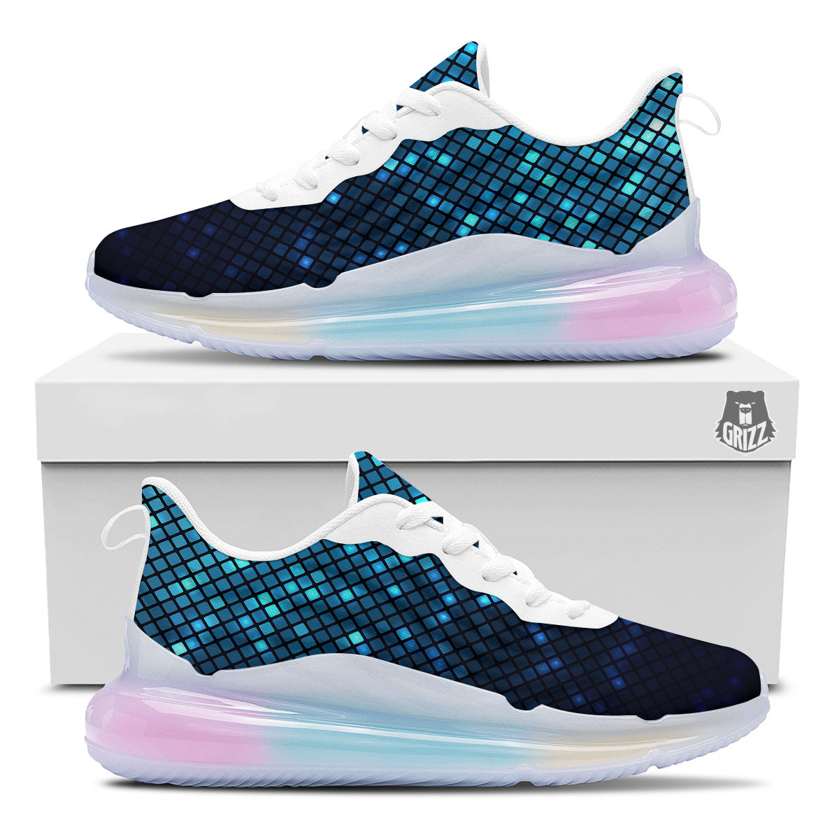 Lights Blue Disco Print Pattern Running Sneakers-grizzshop