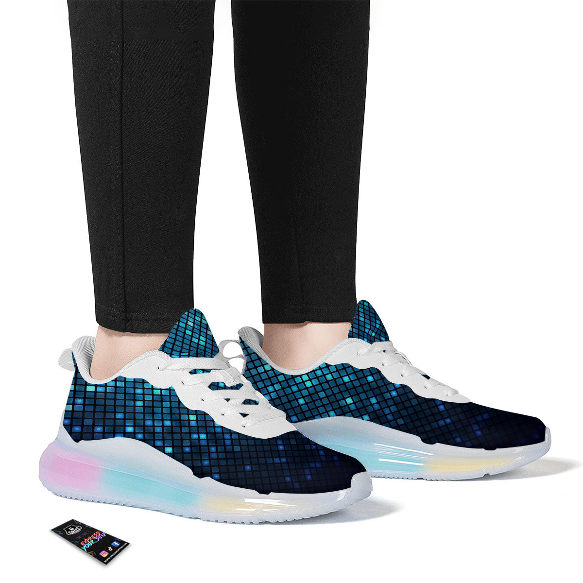 Lights Blue Disco Print Pattern Running Sneakers-grizzshop