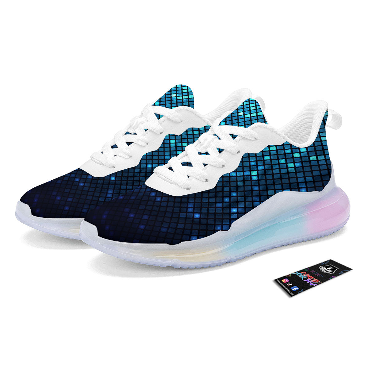 Lights Blue Disco Print Pattern Running Sneakers-grizzshop