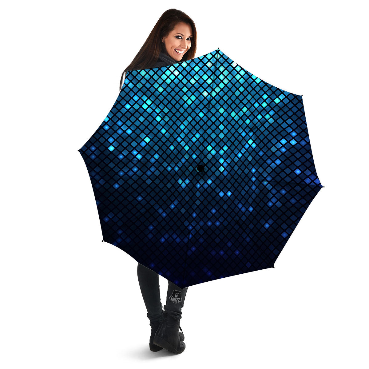 Lights Blue Disco Print Pattern Umbrella-grizzshop