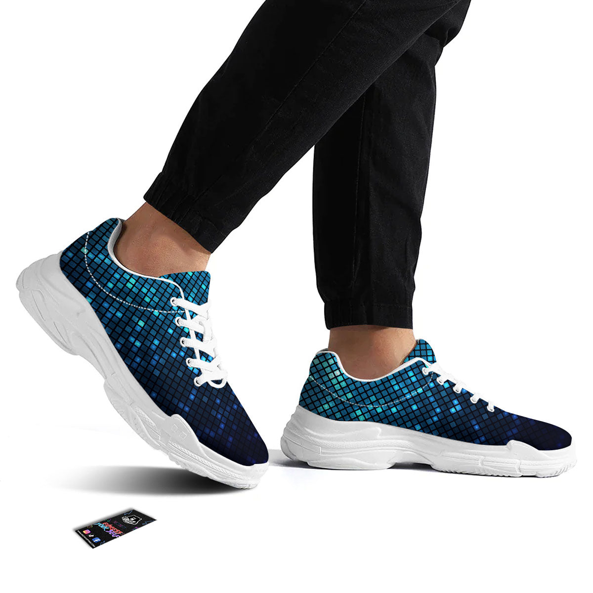 Lights Blue Disco Print Pattern White Chunky Shoes-grizzshop