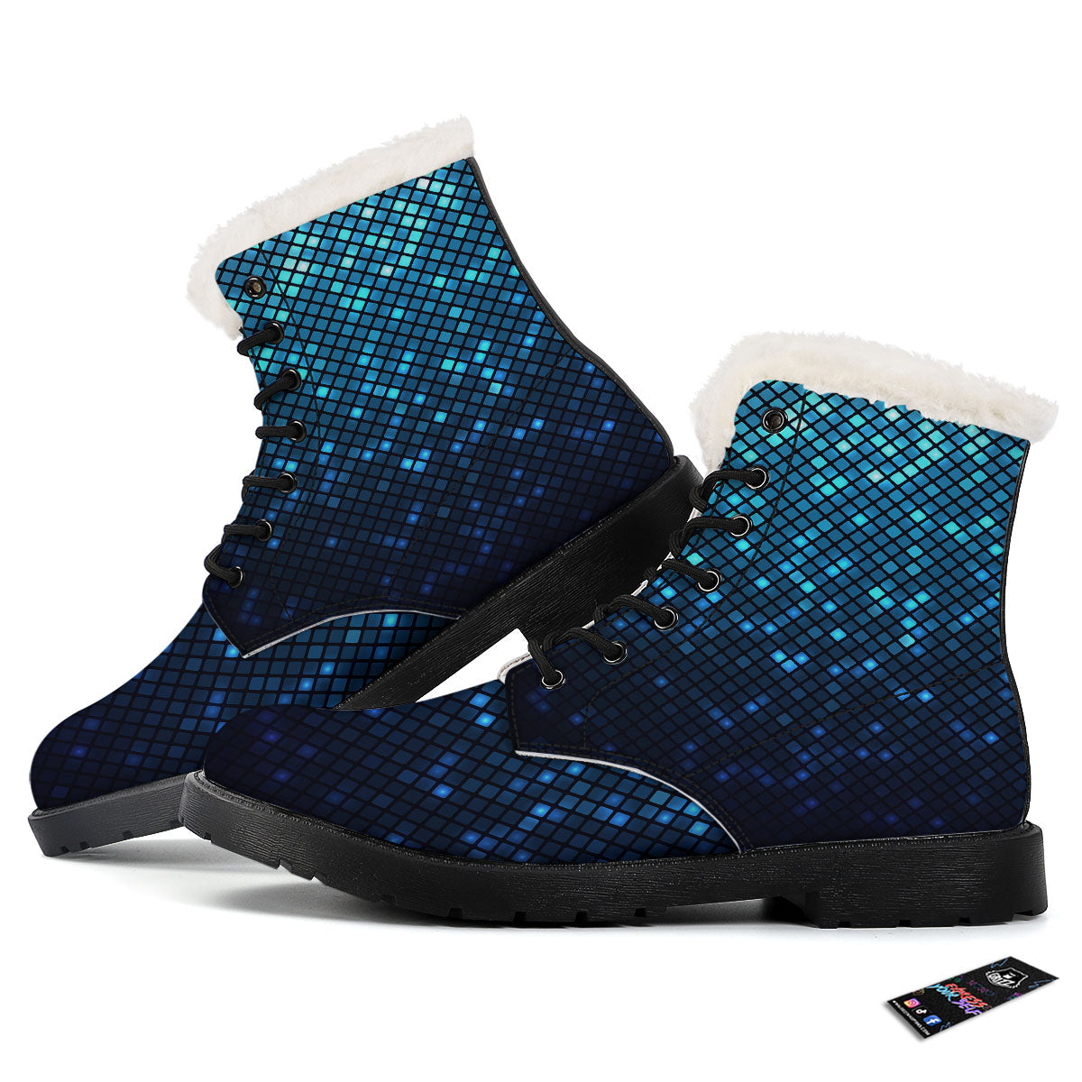 Lights Blue Disco Print Pattern Winter Boots-grizzshop