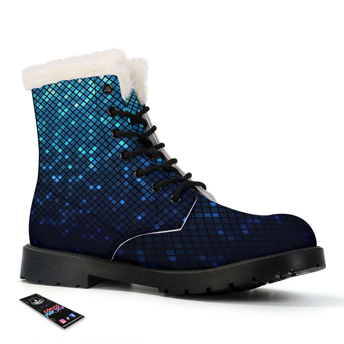 Lights Blue Disco Print Pattern Winter Boots-grizzshop